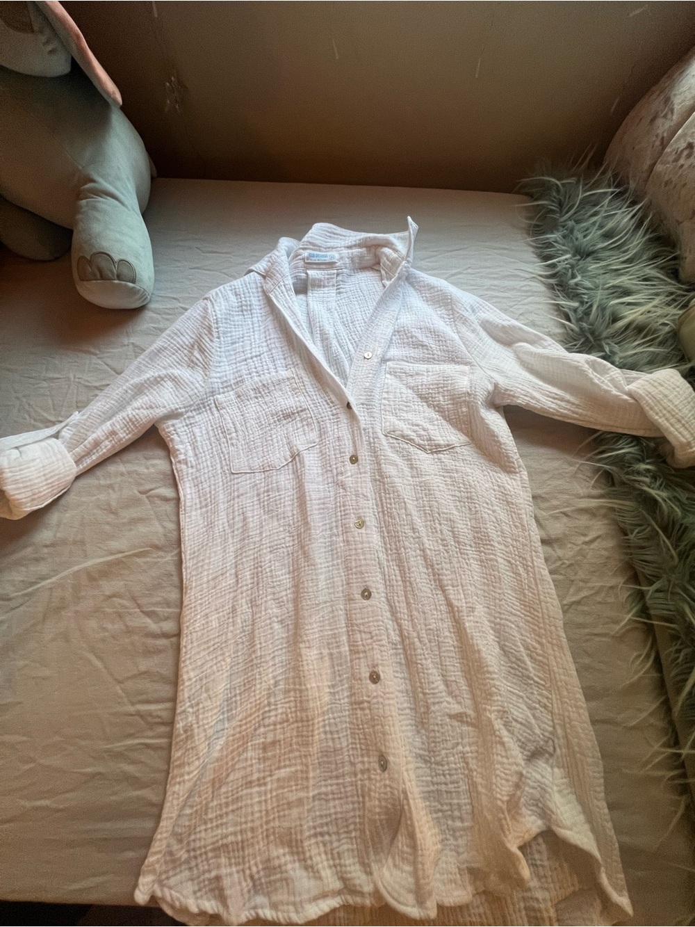 Dreamers White Crinkled Gauze Shirt